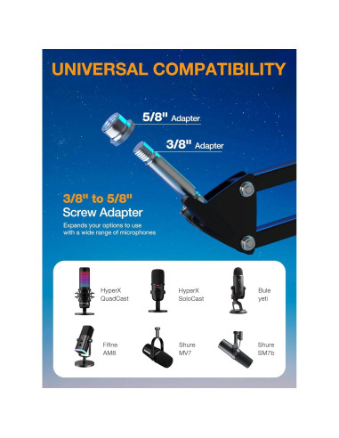 Brazo de Boom Micrófono SUNMON para HyperX QuadCast y más