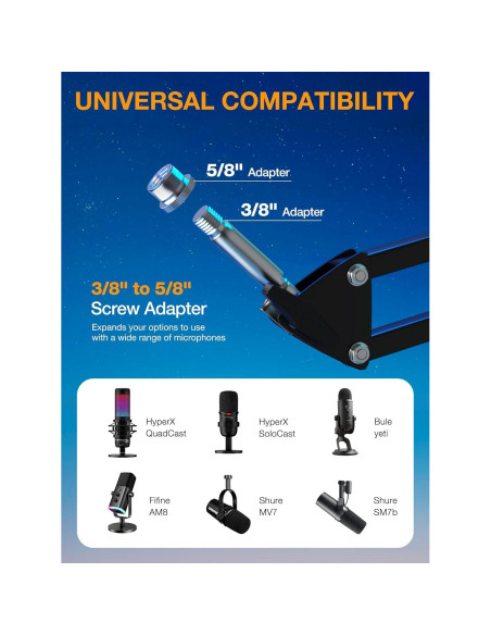 Brazo de Boom Micrófono SUNMON para HyperX QuadCast y más