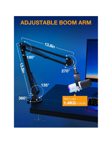 Brazo de Boom Micrófono SUNMON para HyperX QuadCast y más