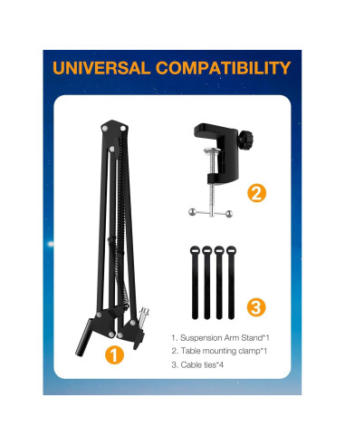 Brazo de Boom Micrófono SUNMON para HyperX QuadCast y más