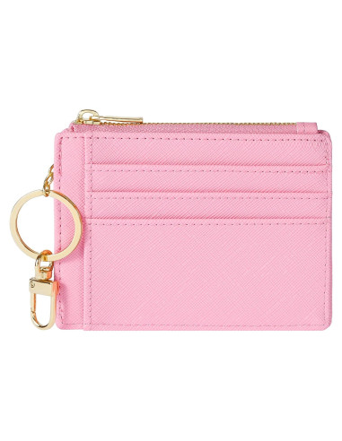Tarjetero Delgado Sodsay para Mujeres Rosa con Llave
