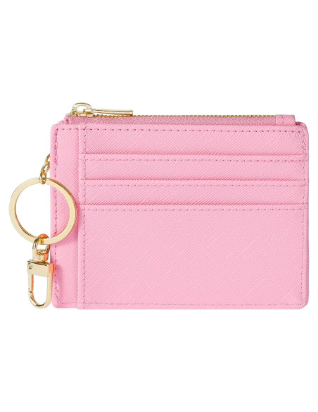 Tarjetero Delgado Sodsay para Mujeres Rosa con Llave