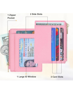 Tarjetero Delgado Sodsay para Mujeres Rosa con Llave 2