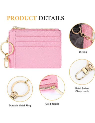 Tarjetero Delgado Sodsay para Mujeres Rosa con Llave