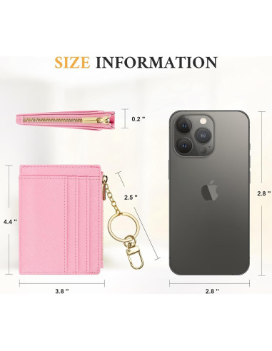 Tarjetero Delgado Sodsay para Mujeres Rosa con Llave