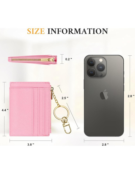 Tarjetero Delgado Sodsay para Mujeres Rosa con Llave