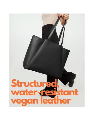 Bolsa Tote para Laptop Apryl 15.6" Cuero Vegano Negro