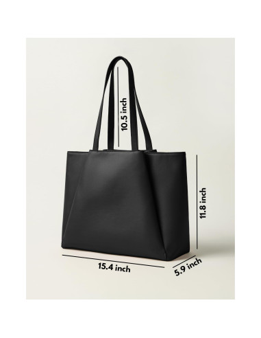 Bolsa Tote para Laptop Apryl 15.6" Cuero Vegano Negro