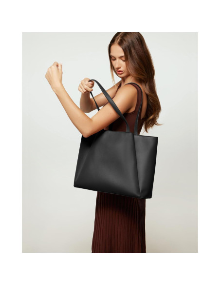 Bolsa Tote para Laptop Apryl 15.6" Cuero Vegano Negro
