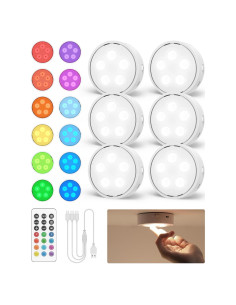 Luces Puck LED Goodea 6 Paquete RGB Recargables