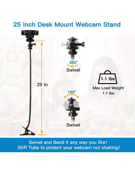 Soporte para Webcam Pipishell PIWS01 Flexible 64 cm Negro