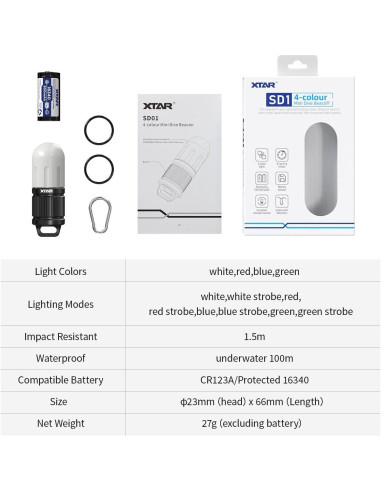 Baliza de Buceo XTAR SD1 4 Colores 8 Modos 100m