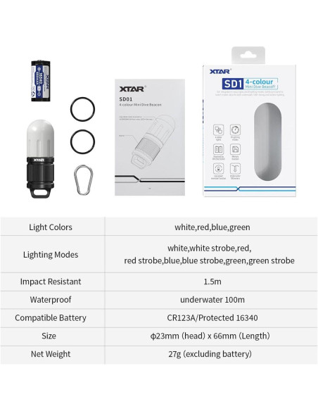 Baliza de Buceo XTAR SD1 4 Colores 8 Modos 100m