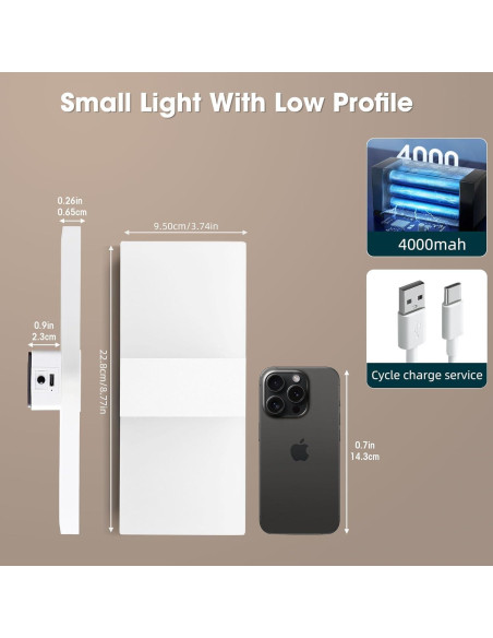 Aplique de Pared Inalámbrico Fusang RGB Recargable 12 Colores