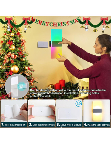 Aplique de Pared Inalámbrico Fusang RGB Recargable 12 Colores