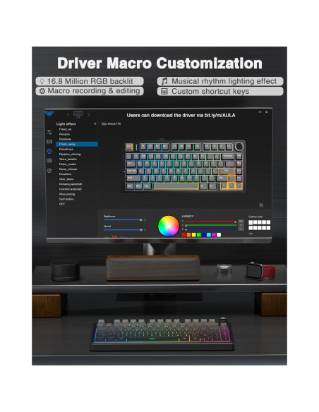 Teclado Mecánico Inalámbrico AULA F75 Pro 75% RGB