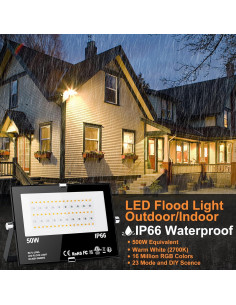 Luces de Inundación LED RGB 50W ChangM 2 Paquete IP66 2