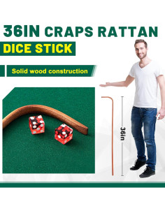 Juego de Mesa Craps Leyndo con Dados y Palo de Ratan 2