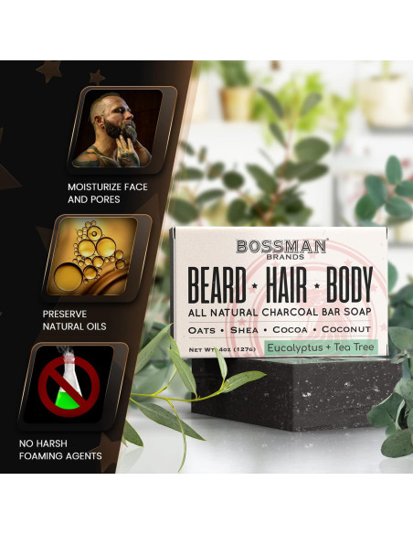 Jabón en Barra 4 en 1 Bossman Eucalipto y Árbol de Té 108.9 g