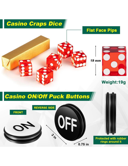 Juego de Mesa Craps Leyndo con Dados y Palo de Ratan