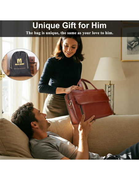 Maletín de Cuero Masa Kawa para Laptop 15.6" - 17" Marrón