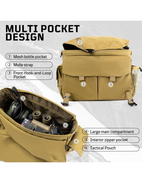 Bolsa Mensajera Táctica Unisex 1TG - Resistente al Agua 36.9x12.5x26cm