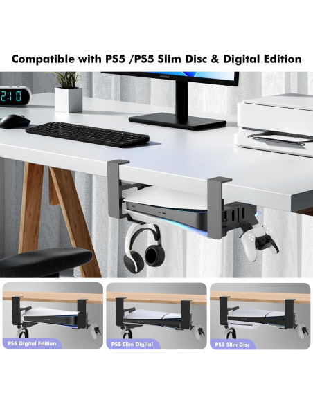 Soporte de escritorio Semaiki para PS5 y PS5 Slim, metálico