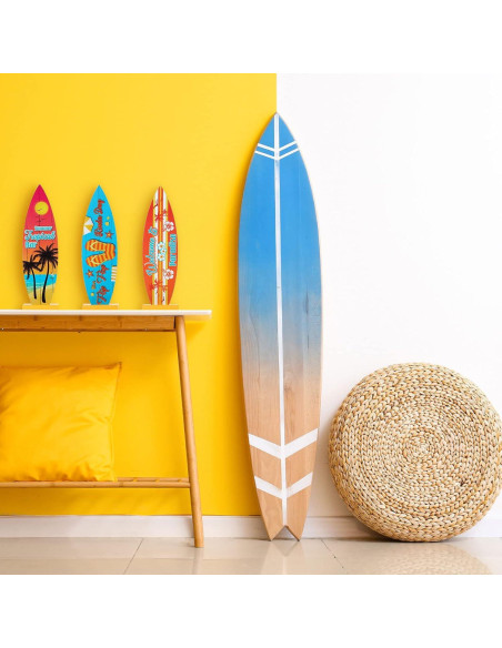 Blulu 4 Pcs Decoraciones Mesa Tabla Surf Tropical 32x9.3cm