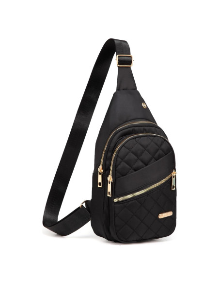 Bolso Bandolera YAZEKOUS Negro Nylon Ajustable 27.9x15.2cm