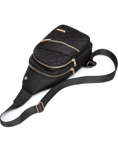 Bolso Bandolera YAZEKOUS Negro Nylon Ajustable 27.9x15.2cm