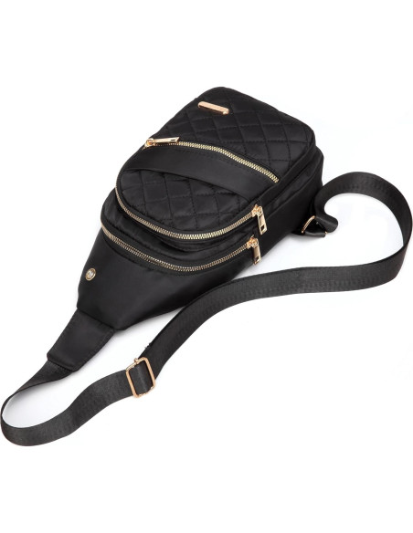 Bolso Bandolera YAZEKOUS Negro Nylon Ajustable 27.9x15.2cm
