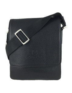 Bolso Mensajero de Cuero Zavelio para Hombre Negro Pequeño