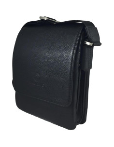 Bolso Mensajero de Cuero Zavelio para Hombre Negro Pequeño 2