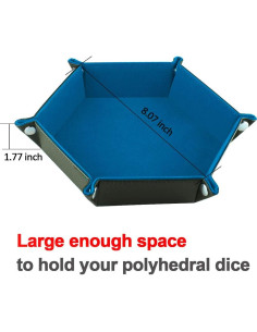 Bandeja de Dados SIQUK Hexagonal Plegable de Cuero PU Azul 2