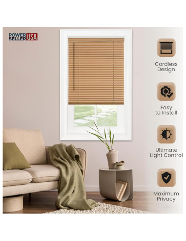 Persianas Sin Cable PowerSellerUSA 39x64cm Vinilo Madera