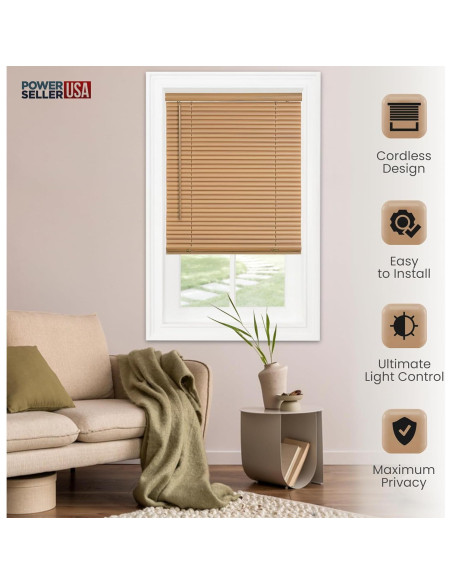 Persianas Sin Cable PowerSellerUSA 39x64cm Vinilo Madera