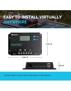 Controlador de Carga Solar Renogy Wanderer 10A LCD 12V/24V 2