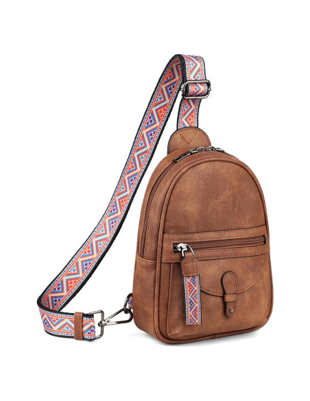 Bolsa Cruzada FADEON Pequeña para Mujeres - Cuero PU Marrón