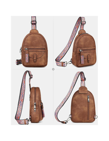 Bolsa Cruzada FADEON Pequeña para Mujeres - Cuero PU Marrón