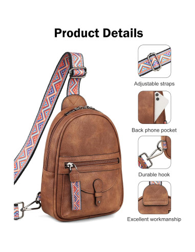 Bolsa Cruzada FADEON Pequeña para Mujeres - Cuero PU Marrón