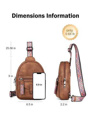 Bolsa Cruzada FADEON Pequeña para Mujeres - Cuero PU Marrón