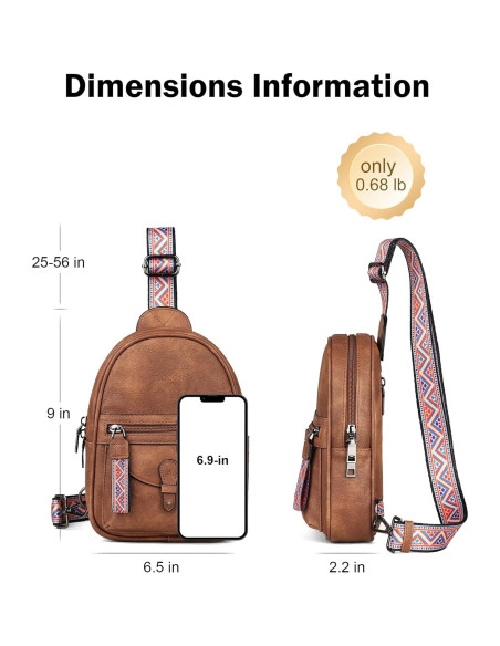 Bolsa Cruzada FADEON Pequeña para Mujeres - Cuero PU Marrón