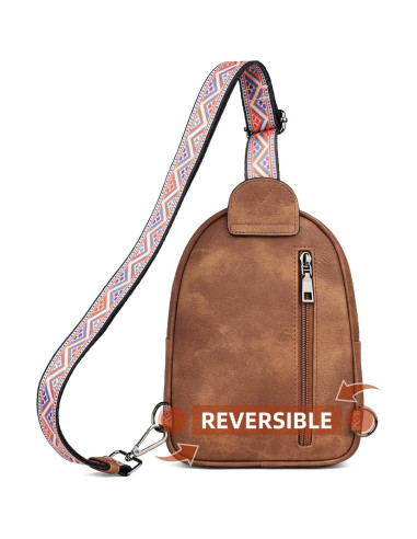 Bolsa Cruzada FADEON Pequeña para Mujeres - Cuero PU Marrón