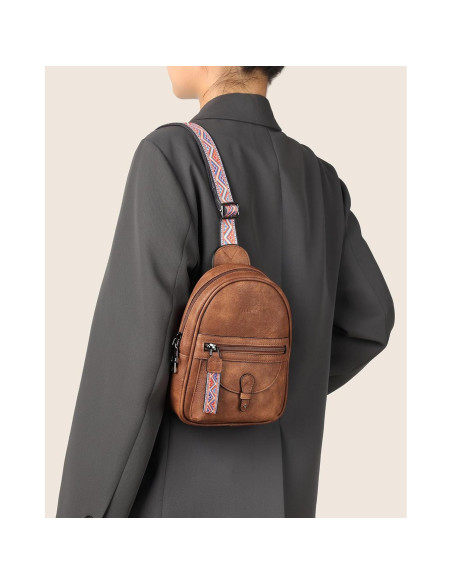 Bolsa Cruzada FADEON Pequeña para Mujeres - Cuero PU Marrón