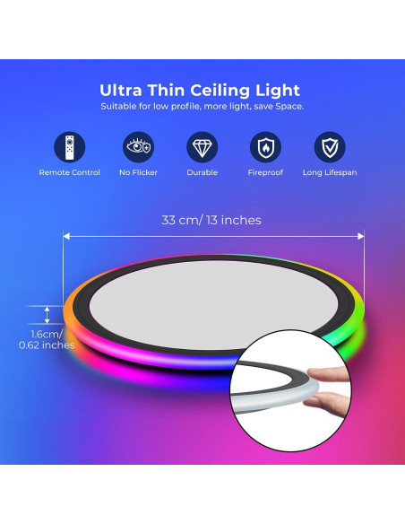 Luz de Techo LED RGB BLNAN 33cm 24W Regulable con Control Luz de Techo LED RGB BLNAN 33cm 24W Regulable con Control