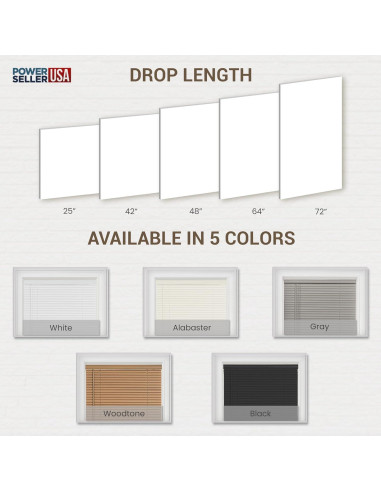 Persianas Sin Cable PowerSellerUSA 39x64cm Vinilo Madera
