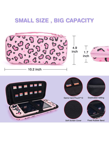 Funda de transporte DLseego Rosa para Switch con accesorios