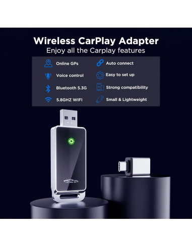 Adaptador Wireless CarPlay Vnilrgle 2024, Plug and Play, Sin Latencia