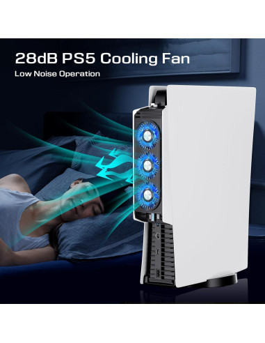 Ventilador de Enfriamiento PS5 Honghao con 3 LED y 2 USB