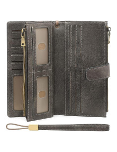 Billetera GOIACII Doble Cremallera Cuero RFID Mujeres